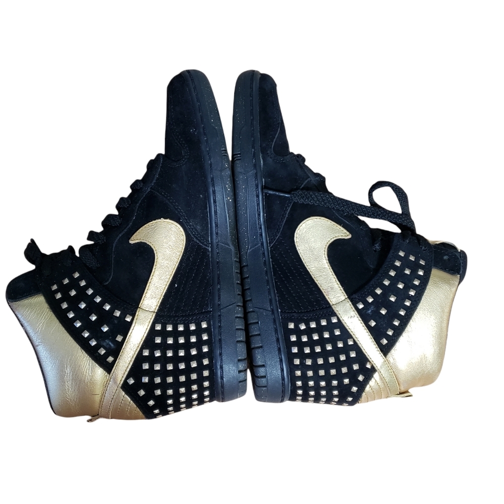 Nike Dunk Sky Hi Studded Hidden Wedge Sneakers Black Gold Metallic Studd… - Picture 7 of 11
